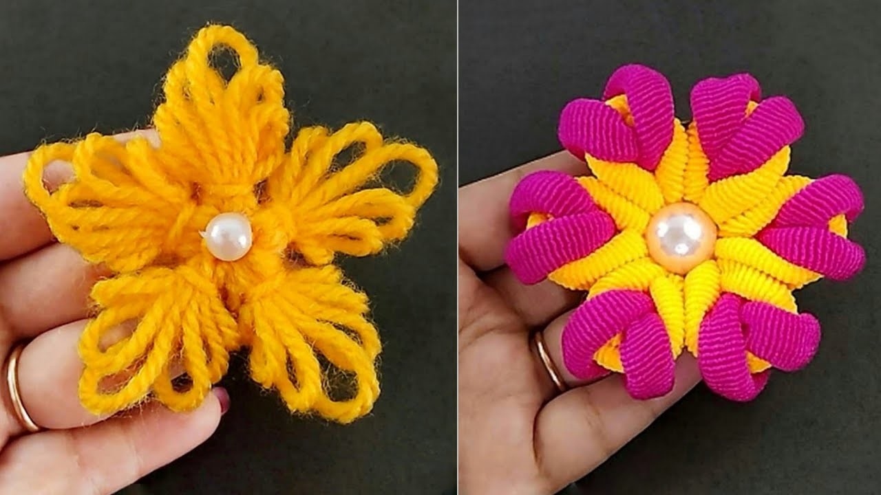 Super easy and beautiful woolen flower making trick - embroidery flower making - diy flower - diy