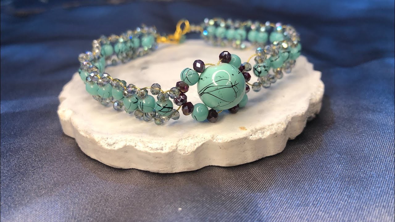 Turquoise pearls and crystal bracelet
