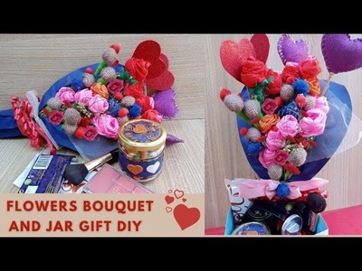 Valentine's day bouquet | flowers bouquet diy | gift flowers bookey diy with jar.