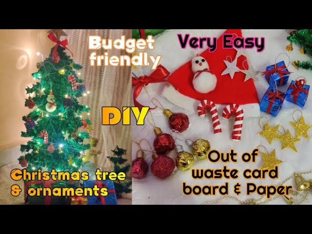 Very easy DIY Christmas Tree & Ornaments from Cardboard and Paper.