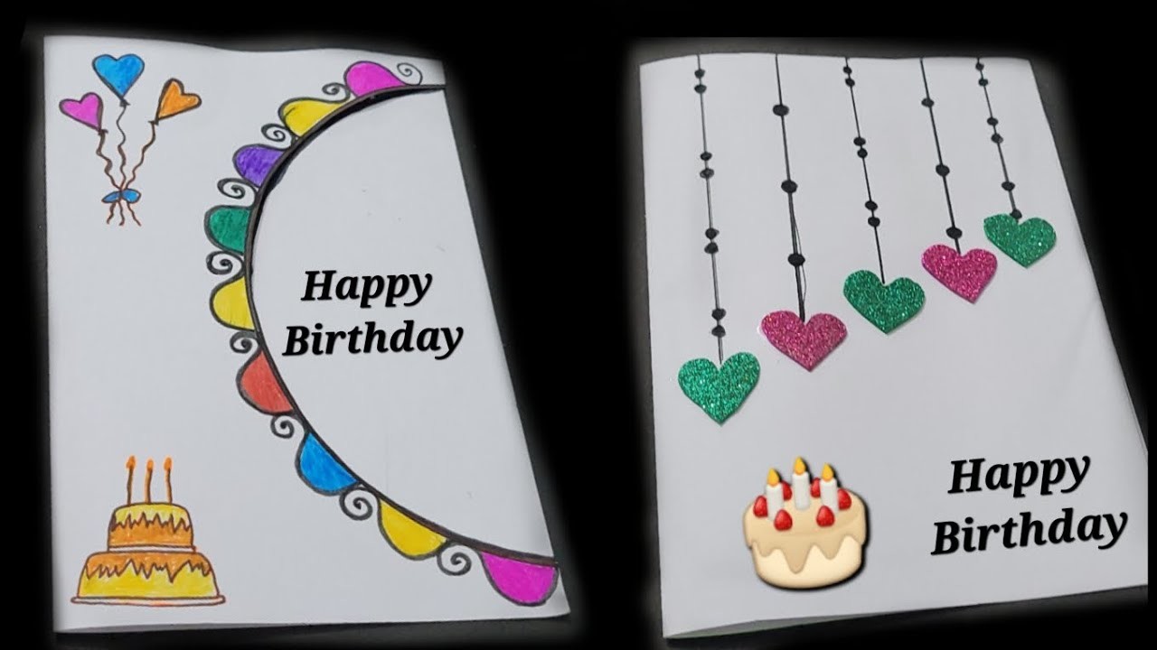2 Easy& Beautiful White Paper Birthday Card Making.DIY Birthday greeting Card.Handmade Birthday Card