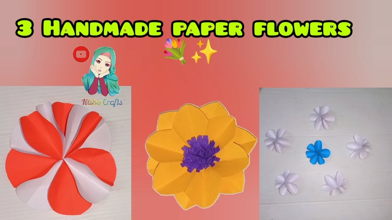 3 Handmade paper flowers making video????????. paper flowers.paper craft✨????.colour paper flowers????????.crafts.