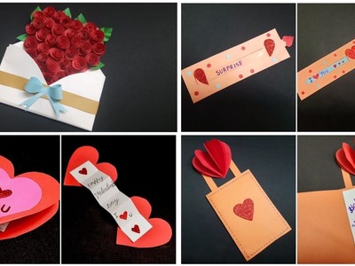 4 Beautiful Greeting Card Making | Card Making  Ideas |  Valentine's Special Craft |