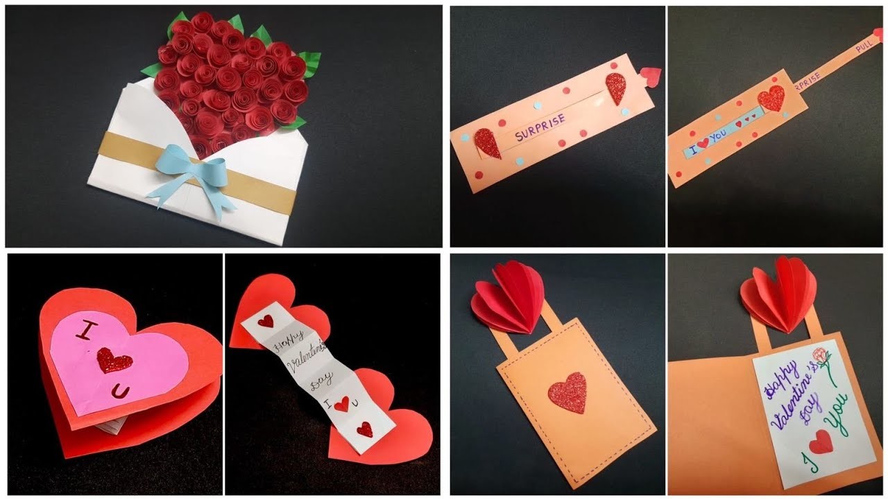 4 Beautiful Greeting Card Making | Card Making  Ideas |  Valentine's Special Craft |