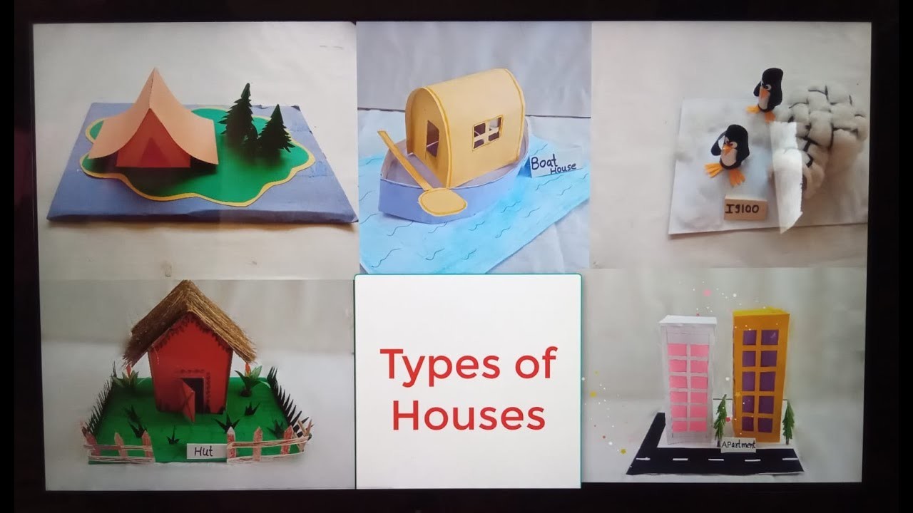 5 Types of houses project | EVS Project Types of Houses |Types of houses project model |