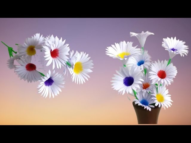 Beautiful Flowers Making With Paper | DIY | Paper Flowers Making | Home Decor | Paper Craft