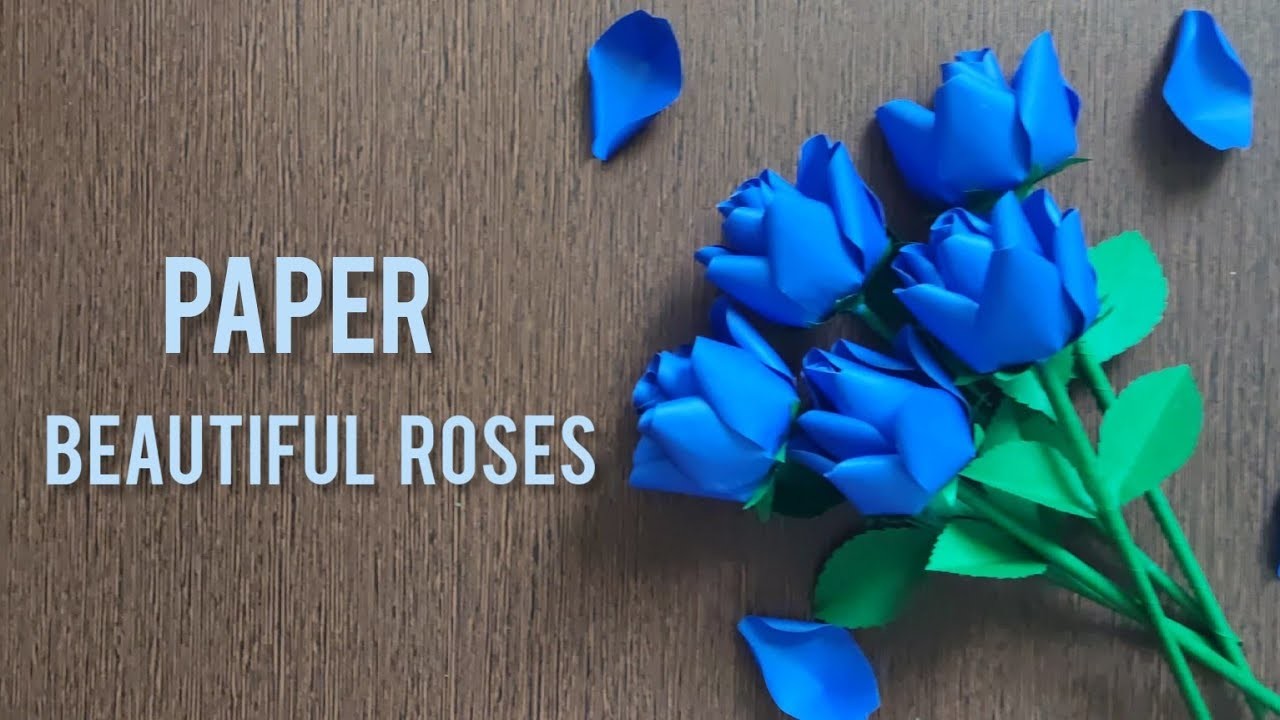 Beautiful paper blue Roses making | How to make a Rose flower with paper? #1 | Home decor