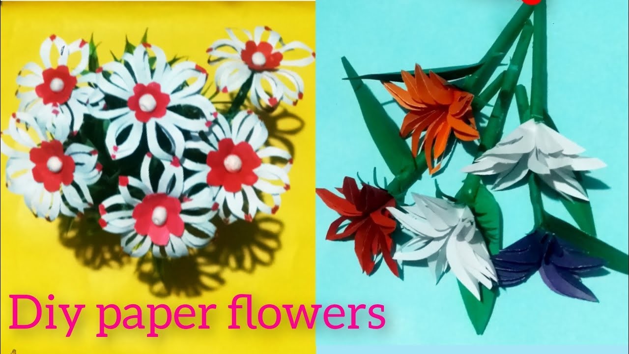 Beautiful Paper flowers.School Craft Ideas.Paper Crafts.Paper Flower Making.Diy Home decor.