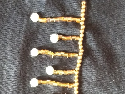 Blouse neck design#beads work#cut beads#beginers#normal needle# sjkhandcrafts