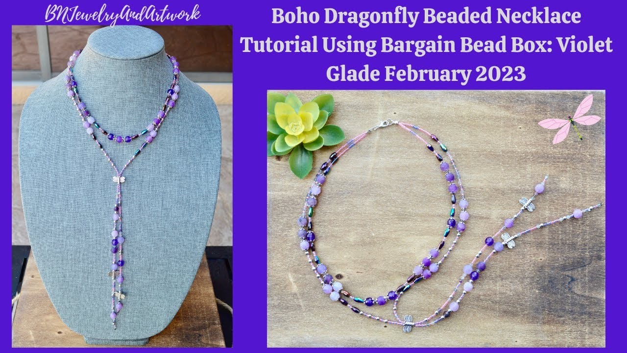 Boho Dragonfly Beaded Necklace Tutorial Using Bargain Bead Box #jewelry #necklace #diy #diyjewelry