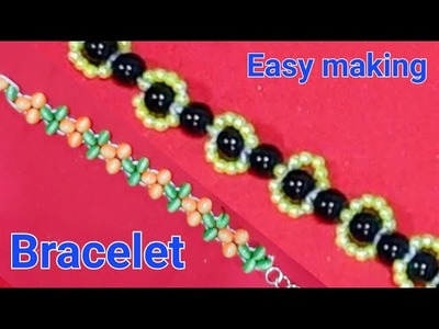 Bracelet making with beads very easy making. beautiful bracelet design @craftrsm