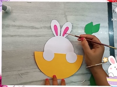 Cute rabbit craft making with colour papers