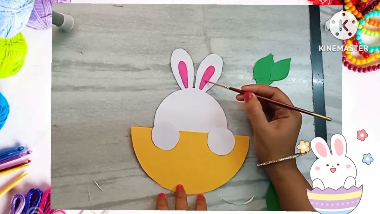 Cute rabbit craft making with colour papers