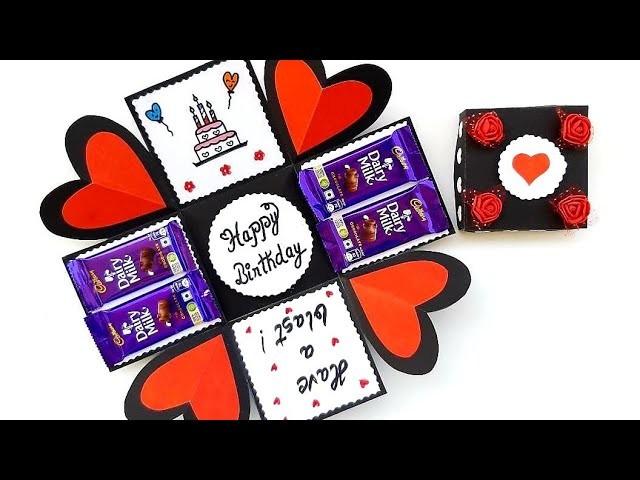 DIY Greeting Cards for Birthday. Chocolate explosion box tutorial. How to make Explosion Box