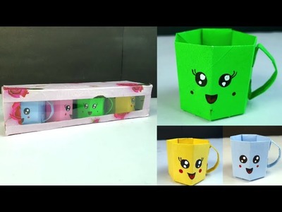 DIY Mini Paper Cup with Box | How to Make Mini Paper Cup | Easy Origami Paper Toy