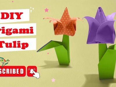 DIY Origami Tulip Tutorial - Easy Way to Make a Tulip Flower and Its Leaf with Fun Origami