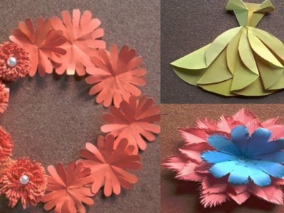 Diy paper craft.Paper Things making.Paper made dress.Flower
