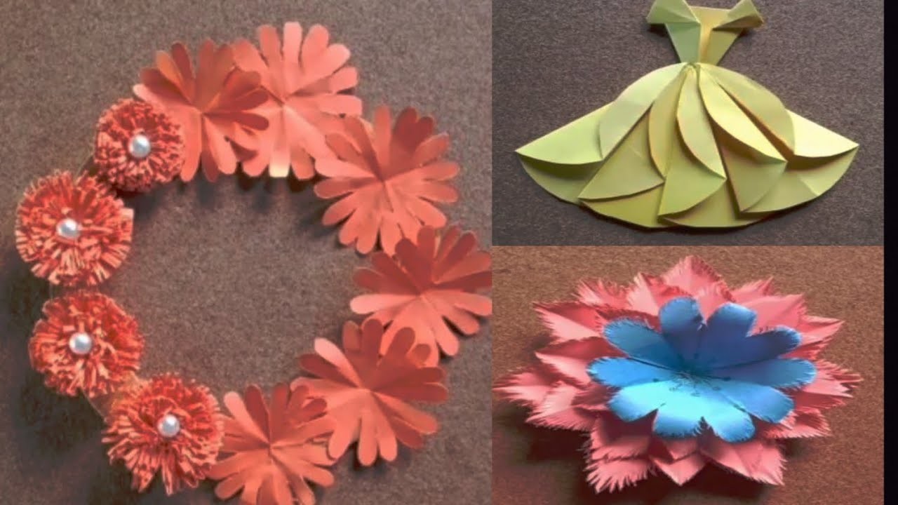 Diy paper craft.Paper Things making.Paper made dress.Flower