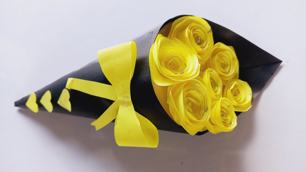 DIY Paper FlowerBOUQUET| Valentine's day giftideas|Flower Bouquet making| easy craft@sazna creations