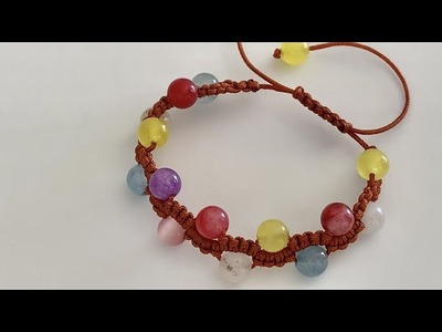 Diy, Pulsera de colores. how to make colorful beads bracelet. como hacer una Pulsera con piedras