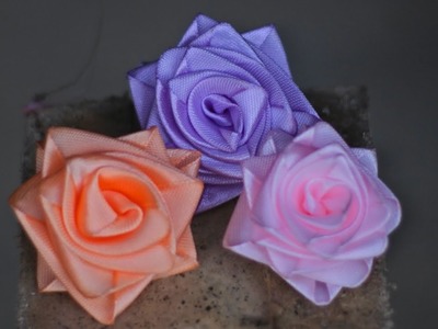 DIY Ribbon Rose Flower | How to make ribbon satin rose | Ribbon Flower Making |Ribbon Work no sewing