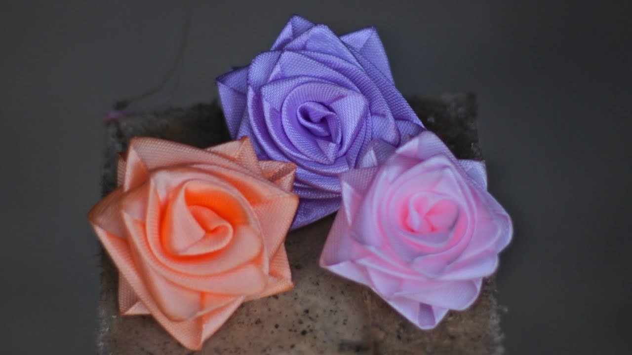DIY Ribbon Rose Flower | How to make ribbon satin rose | Ribbon Flower Making |Ribbon Work no sewing