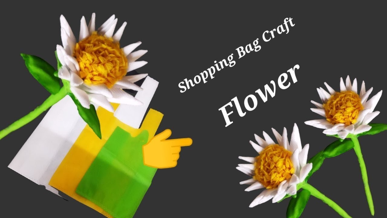 Diy Shopping bag craft idea. Shopping bag flower making. Carrybag  flower || @artcrafts8483