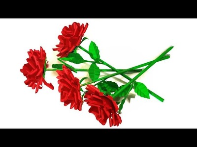 Easy & Beautiful paper flower rose making|DIY paper craft|Rose Flower|  Paper flowers|Vedashree Arts
