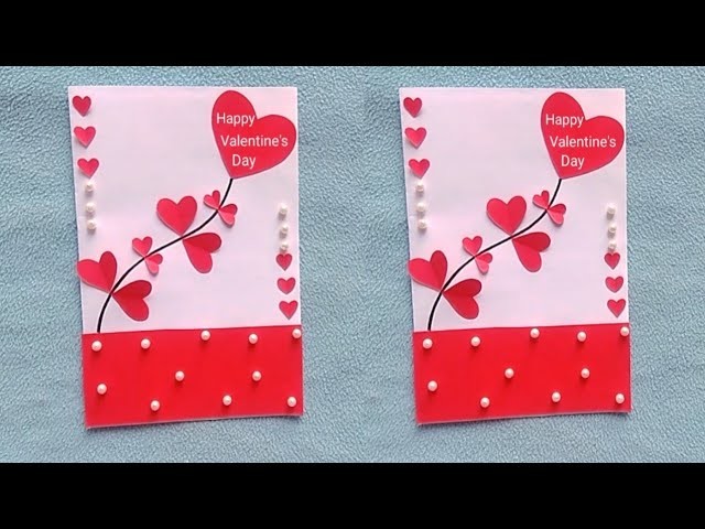 Easy valentine's day craft ideas. birthday valentine's day greeting card making. 14 February Card