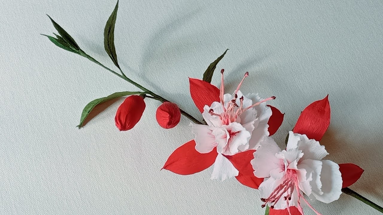 Fuchsia flower making. Crepe Paper Flower. Art and Craft. DIY