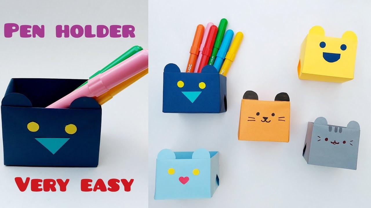 How to make a pen holder, diy pen holder, easy origami, paper pen holder #craft #origami #howtomake