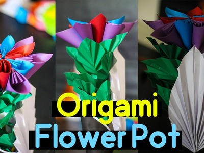 How to make a very beautiful vase with origami | How to make a paper flower pot. origami flower pot