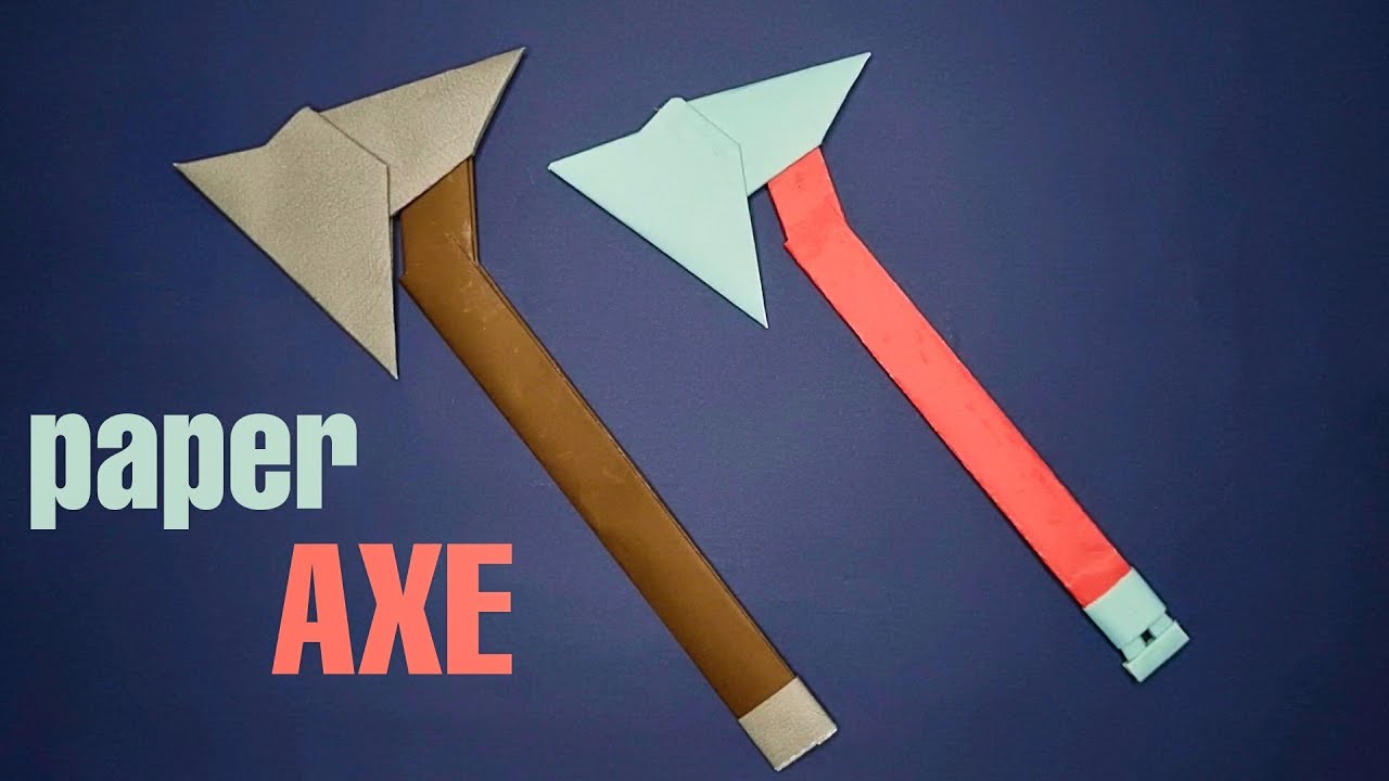 HOW TO MAKE AXE FROM A4 PAPER - EASY ORIGAMI PAPER  AXE TUTORIAL