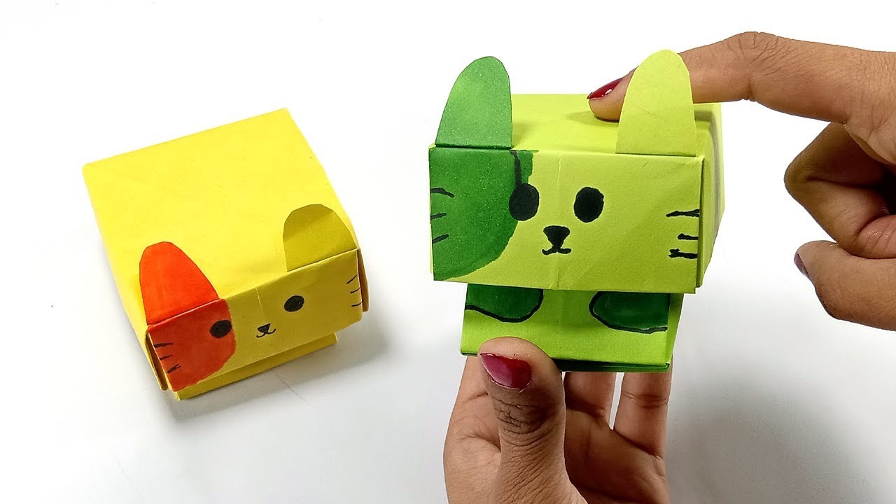 How to make origami cat button toy - pop it fidget toy