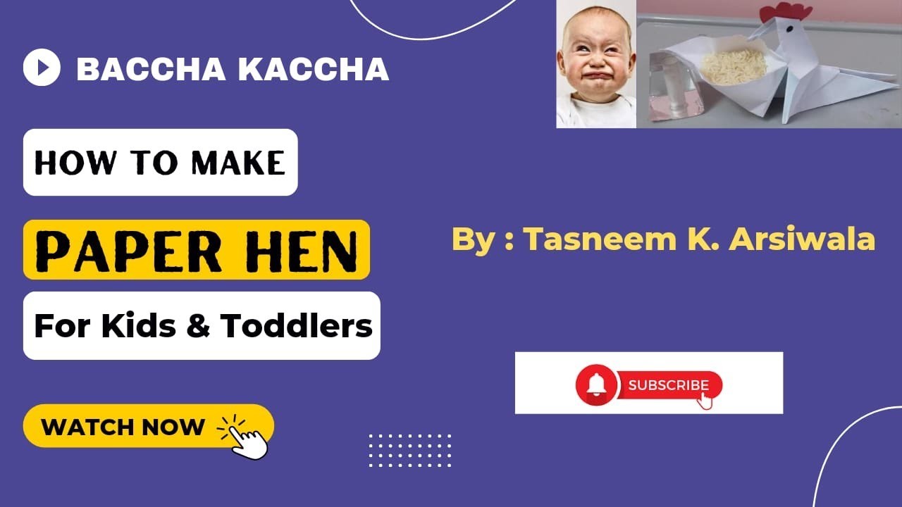 How to make PAPER HEN | Paper Origami | Baccha Kaccha | Kids & Toddlers Channel