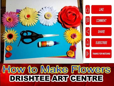 How to make Rose sunflower daisy flower with paper.paper crafting.flowers making