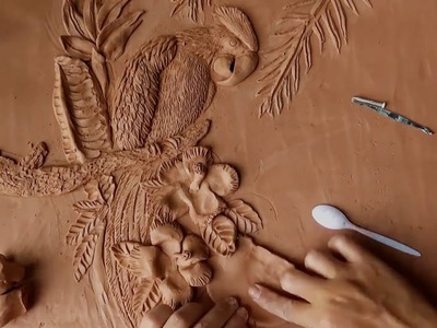 Making Art of Clay !!! Handmade Clay Frame of A Lovely Parrot