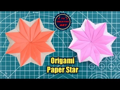 Origami Leaf Star. 8 Points Star. Paper Coaster. DIY School Project Paper Star @ATOZCREATIVEART