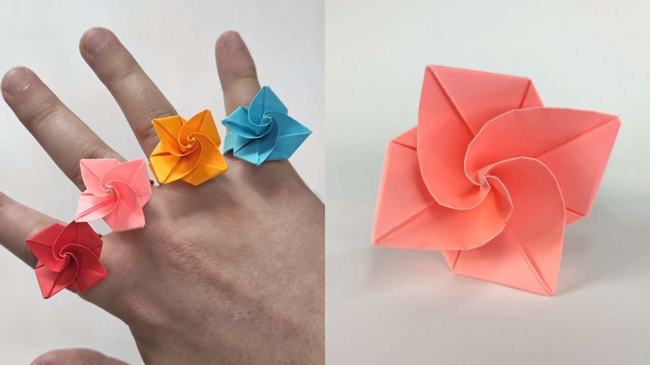 Origami ROSE RING | How to make a paper rose ring