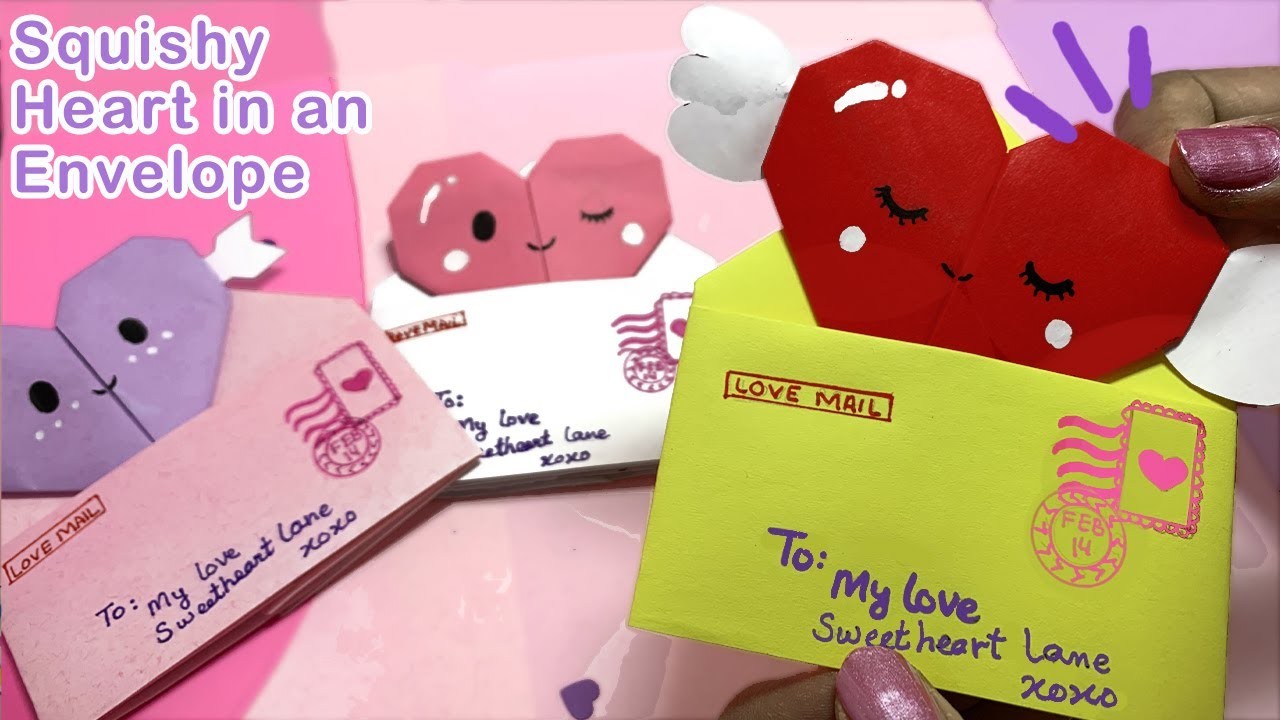 Origami Squishy Gummy Heart in Envelope. How make Squishy without glue and tape.by bushrazorigami