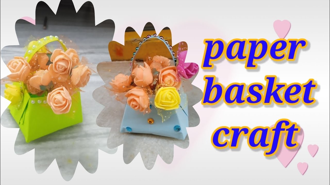 Paper basket craft making with colour papers
