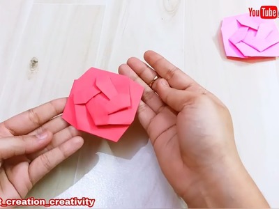 Rose origami | How to make rose with paper | Easy and simple paper rose making |  rkartz