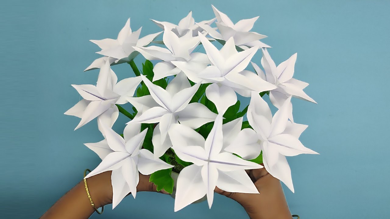 Simple Paper Flower Making | Home Decor | Easy Craft Ideas | White Paper Flower