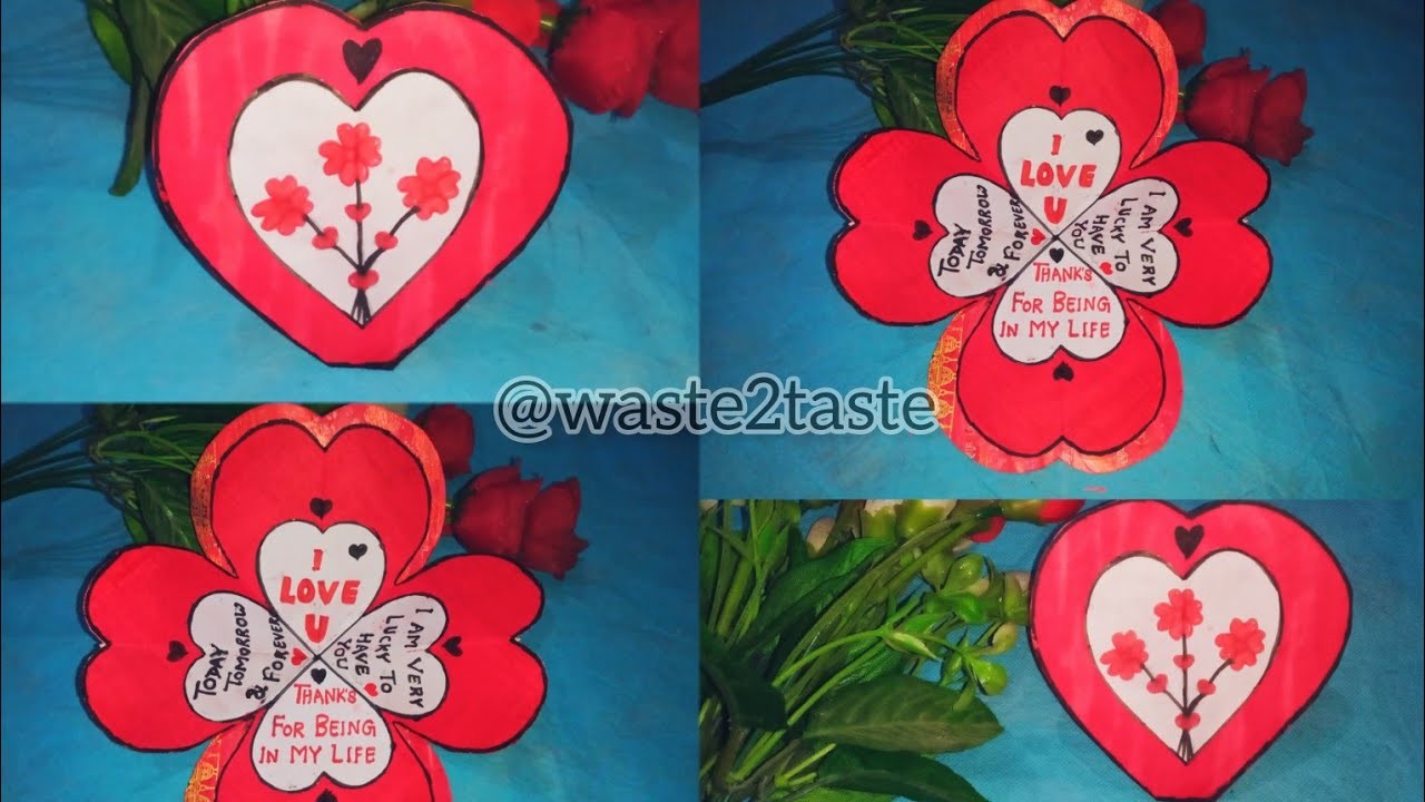 #valentine Special Heart Pop up Card Making। #diy #Craft। Happy Valentine Day Card। @waste2taste
