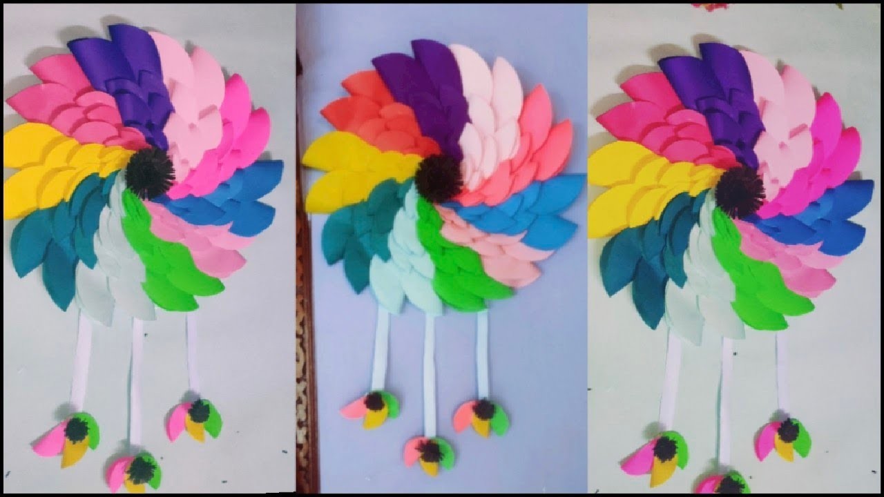 Wall Hanging Craft Idea|How to make Paper Flower Wall Hanging|Paper Wall Hanging|Paper Wallmate|Ful
