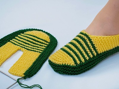 Beautiful slippers on 2 knitting needles - a simple way for beginners!