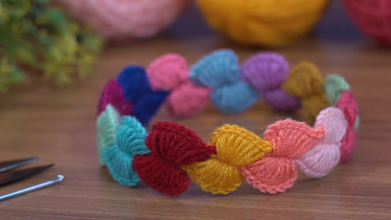 Colourfullll???? Crochet for gorgeous baby Hairband.muhteşem saç bandı fikri.tunisian knitting pattern
