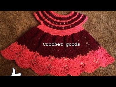 Crochet baby lace frock tutorial(1-2year).part 2