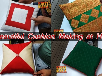 DIY 4 Beautiful Cushion Cover Cutting and Stitching in 10 Minutes