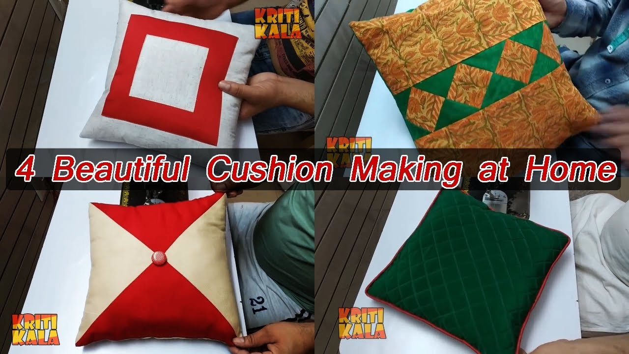 DIY 4 Beautiful Cushion Cover Cutting and Stitching in 10 Minutes